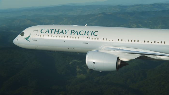 image of a Cathay Pacific Airbus 350-900 in flight
